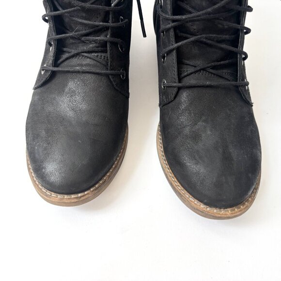 Diba Eli Genuine Black Leather Combat Black Ankle Booties - sz 8 - Picture 7 of 12